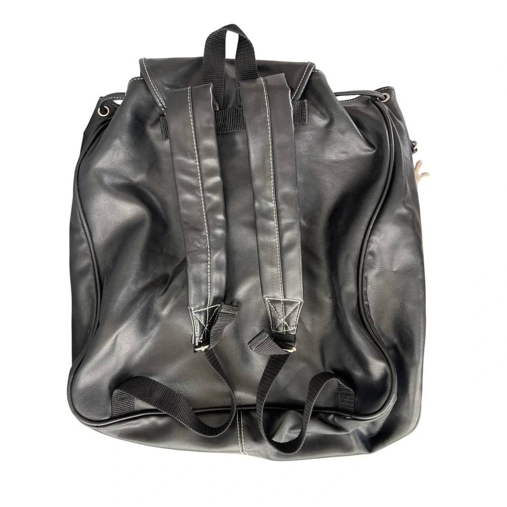 Walt Disney World Mickey Mouse Black Faux Leather Rucksack Backpack Vintage